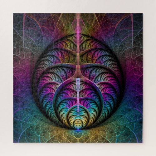 Trippy Patterned Colorful Abstract Fractal Art Jigsaw Puzzle