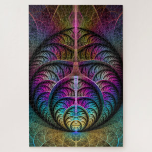 Trippy Patterned Colorful Abstract Fractal Art Jigsaw Puzzle