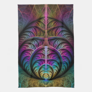Trippy Patterned Colorful Abstract Fractal Art Kitchen Towel