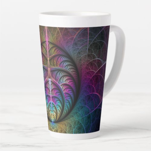 Trippy Patterned Colorful Abstract Fractal Art Latte Mug