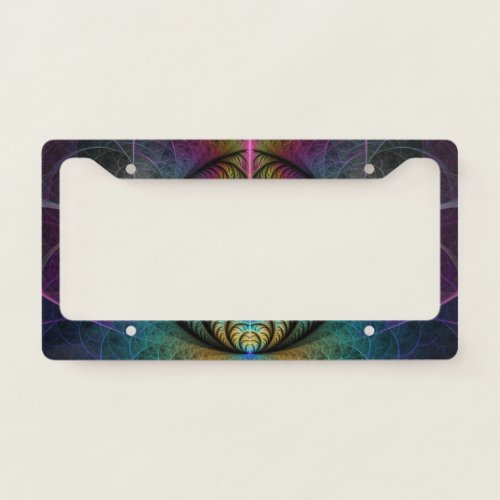 Trippy Patterned Colorful Abstract Fractal Art License Plate Frame