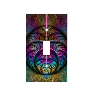Trippy Patterned Colorful Abstract Fractal Art Light Switch Cover