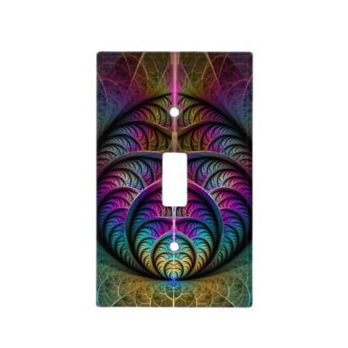Trippy Patterned Colorful Abstract Fractal Art Light Switch Cover