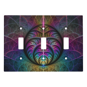 Trippy Patterned Colorful Abstract Fractal Art Light Switch Cover
