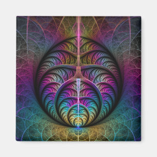 Trippy Patterned Colorful Abstract Fractal Art Magnet
