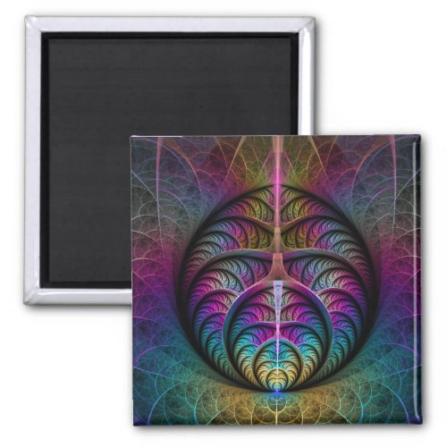 Trippy Patterned Colorful Abstract Fractal Art Magnet
