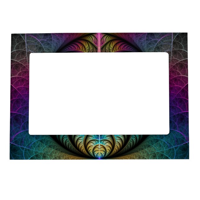 Trippy Patterned Colorful Abstract Fractal Art Magnetic Frame (Front)