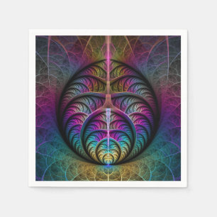 Trippy Patterned Colorful Abstract Fractal Art Napkins