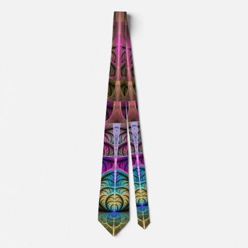 Trippy Patterned Colorful Abstract Fractal Art Neck Tie