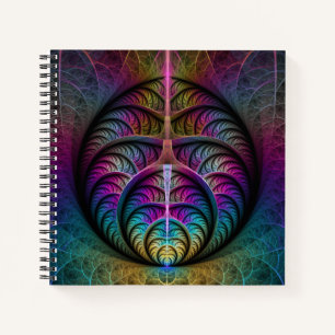 Trippy Patterned Colorful Abstract Fractal Art Notebook