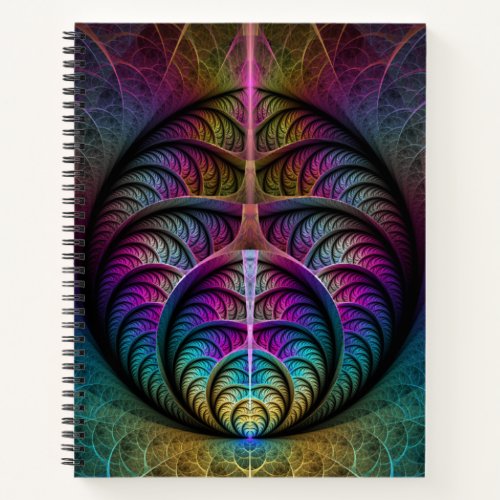 Trippy Patterned Colorful Abstract Fractal Art Notebook