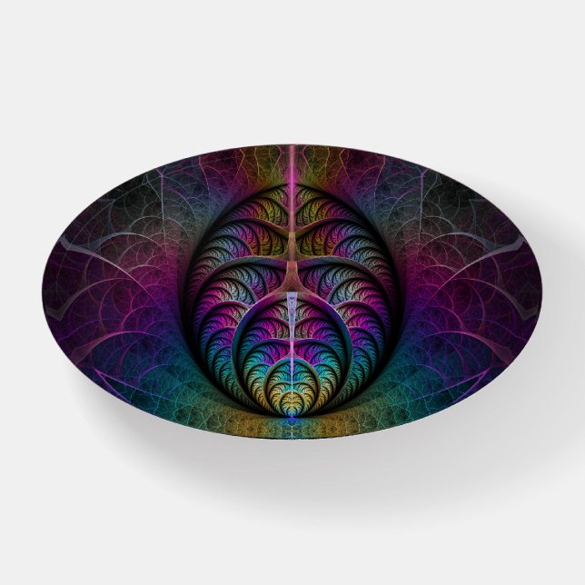 Trippy Patterned Colorful Abstract Fractal Art Paperweight (Front)