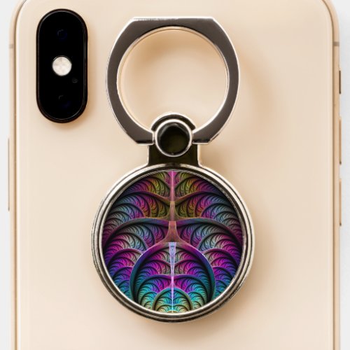 Trippy Patterned Colorful Abstract Fractal Art Phone Ring Stand