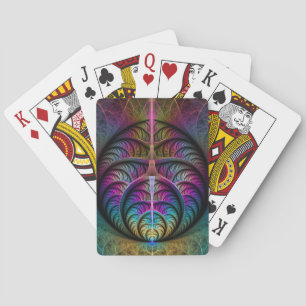 Trippy Patterned Colorful Abstract Fractal Art Poker Cards