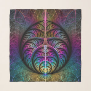 Trippy Patterned Colorful Abstract Fractal Art Scarf
