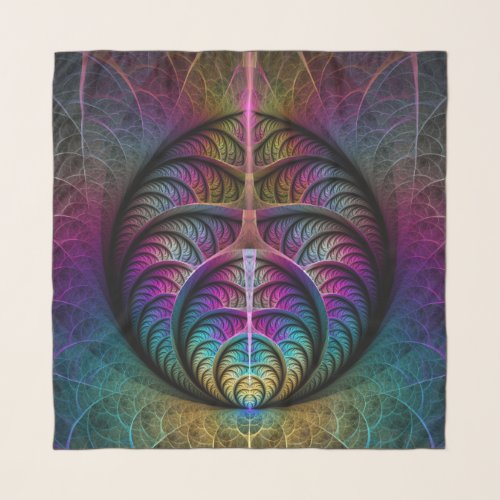 Trippy Patterned Colorful Abstract Fractal Art Scarf