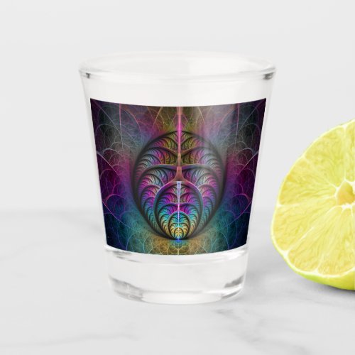 Trippy Patterned Colorful Abstract Fractal Art Shot Glass