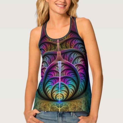 Trippy Patterned Colorful Abstract Fractal Art Tank Top