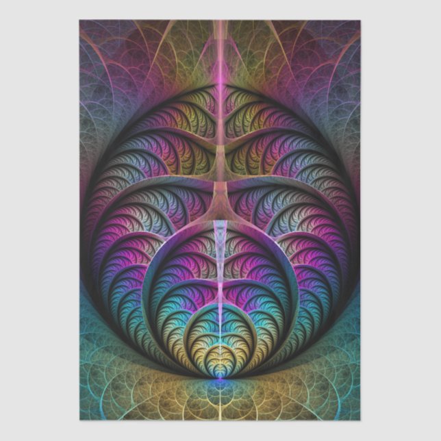 Trippy Patterned Colorful Abstract Fractal Art Tissue Paper (Front)
