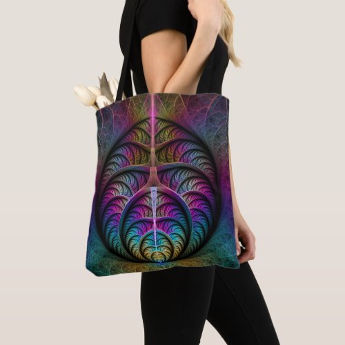 Trippy Patterned Colorful Abstract Fractal Art Tote Bag