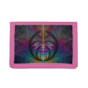 Trippy Patterned Colorful Abstract Fractal Art Trifold Wallet