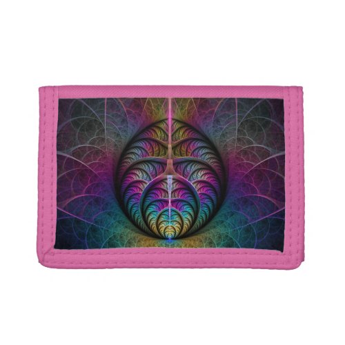Trippy Patterned Colorful Abstract Fractal Art Trifold Wallet