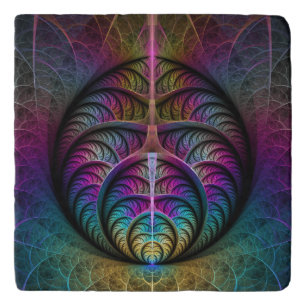 Trippy Patterned Colorful Abstract Fractal Art Trivet