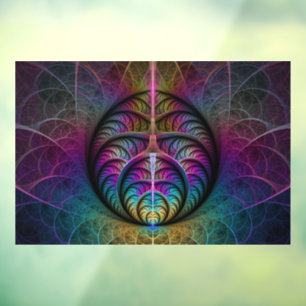 Trippy Patterned Colorful Abstract Fractal Art Window Cling