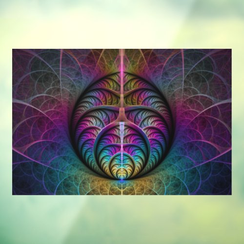 Trippy Patterned Colorful Abstract Fractal Art Window Cling