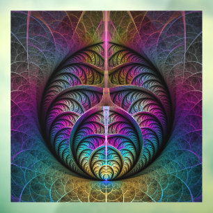 Trippy Patterned Colorful Abstract Fractal Art Window Cling