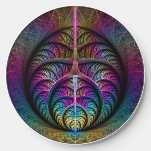 Trippy Patterned Colorful Abstract Fractal Art Wireless Charger