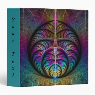 Trippy Patterned Colorful Abstract Fractal Text 3 Ring Binder