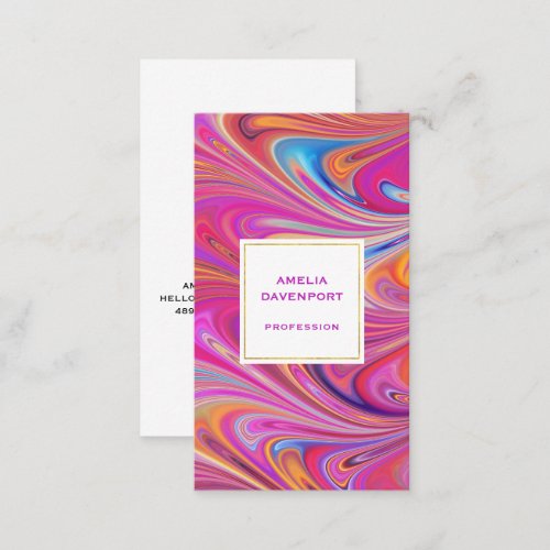 Trippy Pink and Orange Swirly Design Business Card