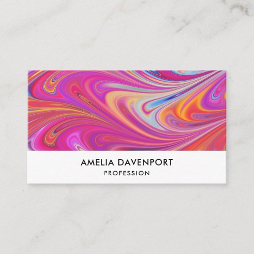 Trippy Pink and Orange Swirly Design Business Card