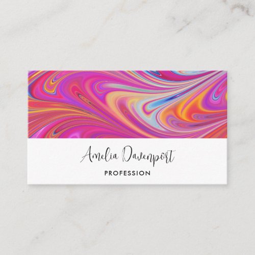 Trippy Pink and Orange Swirly Design Business Card