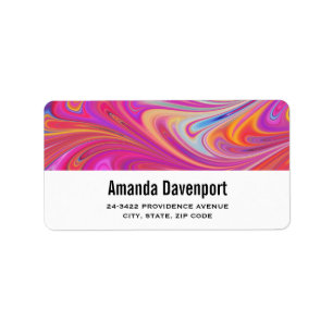 Trippy Pink and Orange Swirly Design Label