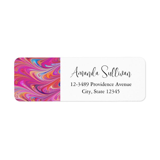 Trippy Pink and Orange Swirly Design Label (Front)