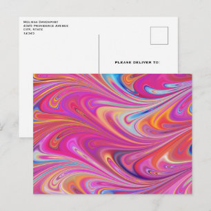 Trippy Pink and Orange Swirly Design Postcard