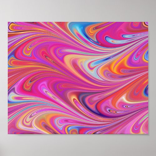 Trippy Pink and Orange Swirly Design Poster