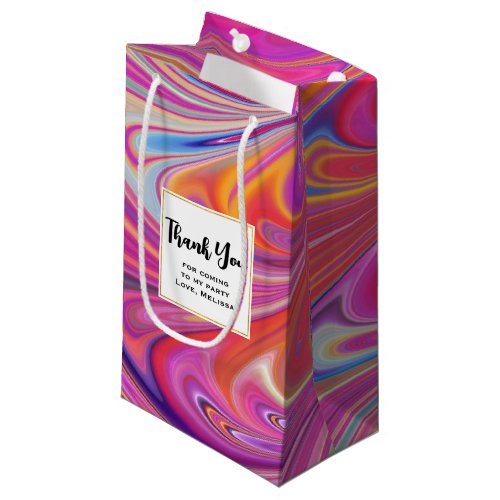 Trippy Pink and Orange Swirly Design Small Gift Bag