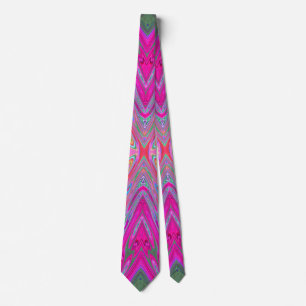 Trippy Pink, Aqua and Magenta Abstract Butterfly Neck Tie