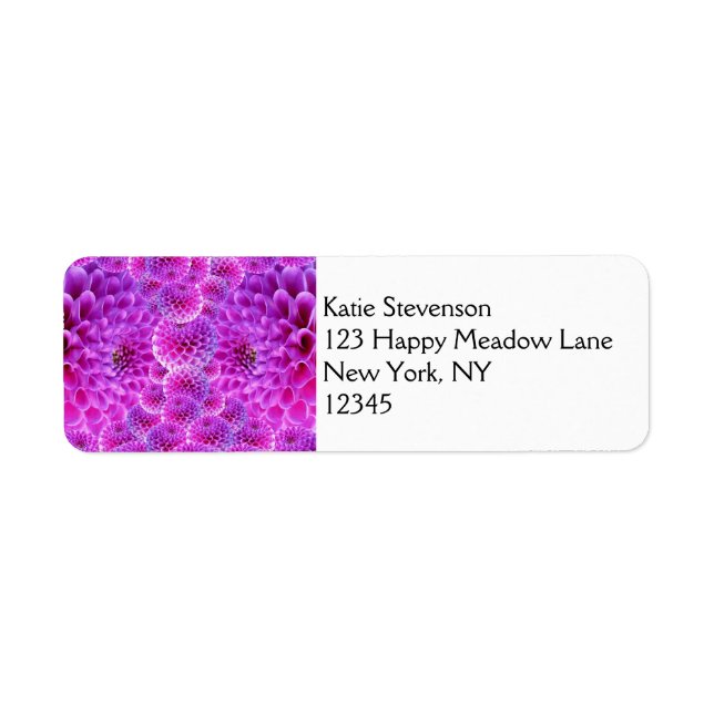 Trippy Pink PomPom Dahlia Flowers Label (Front)