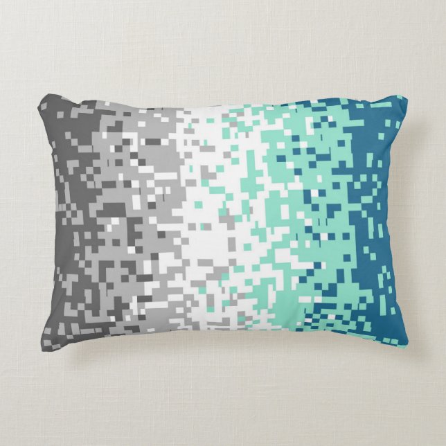 Trippy Pixelated Abstract Frayromantic Pride Flag Accent Pillow (Front)