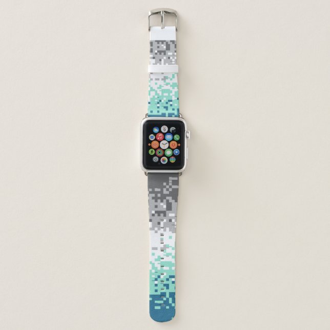 Trippy Pixelated Abstract Frayromantic Pride Flag Apple Watch Band (Front)