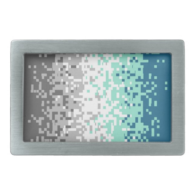 Trippy Pixelated Abstract Frayromantic Pride Flag Belt Buckle (Front)