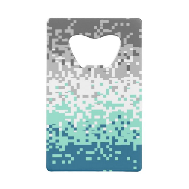 Trippy Pixelated Abstract Frayromantic Pride Flag Credit Card Bottle Opener (Front)