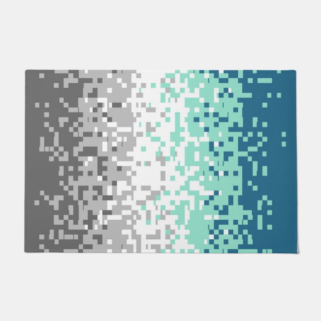 Trippy Pixelated Abstract Frayromantic Pride Flag Doormat (Front)