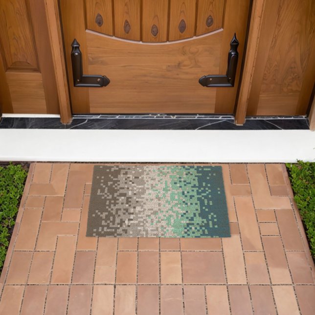 Trippy Pixelated Abstract Frayromantic Pride Flag  Fiber Doormat (Insitu (Outdoor))