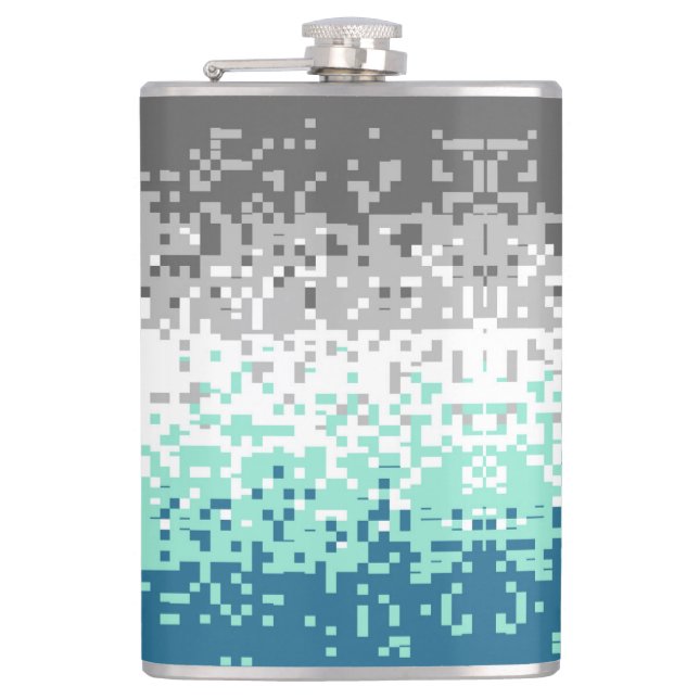 Trippy Pixelated Abstract Frayromantic Pride Flag Flask (Front)
