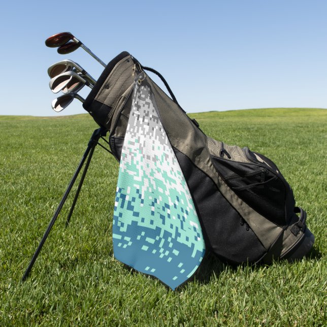 Trippy Pixelated Abstract Frayromantic Pride Flag Golf Towel (Green)